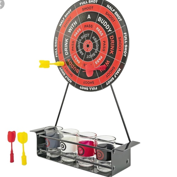 Dartboard Drinking Game Set with Shot Glasses - Picture 2 of 4